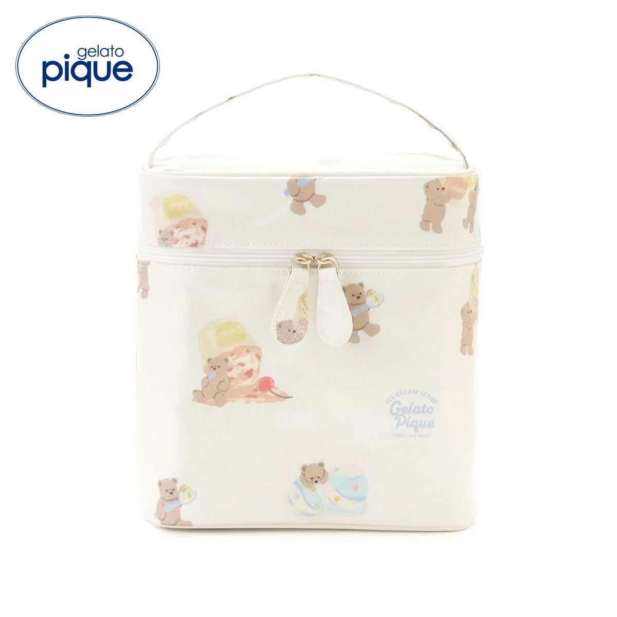 ジェラートピケ アイスクリームベア柄クーラーバッグ ジェラピケ gelato pique(CR-クリーム-Free)