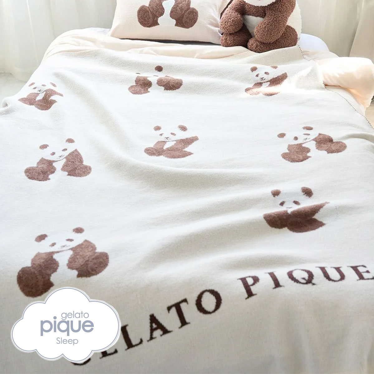 ジェラートピケ スリープ パンダジャガードマルチカバー ジェラピケ gelato pique Sleep(OW-オフホワイト-Free)