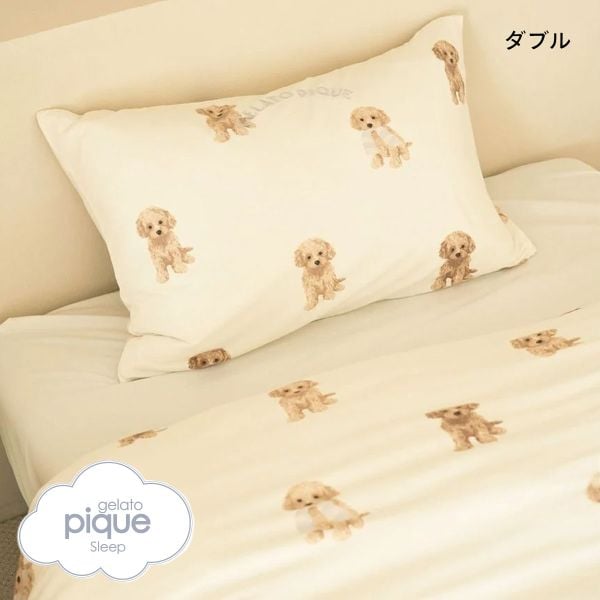 ジェラートピケ スリープ トイプードル柄2点セット(ダブル) ジェラピケ gelato pique Sleep