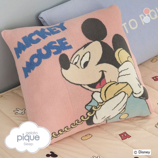 ジェラートピケ スリープ ディズニー Mickey&Minnie ジャガードクッションカバー ジェラピケ gelato pique Sleep Disney