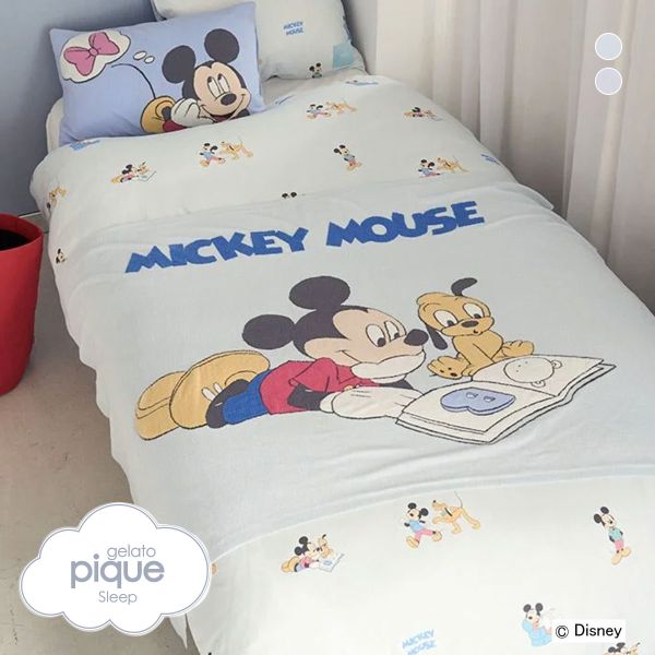 ジェラートピケ スリープ ディズニー Mickey&Minnie ジャガードハーフケット ジェラピケ gelato pique Sleep Disney