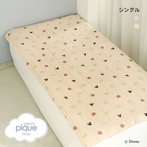 ジェラートピケ スリープ ディズニー Mickey&Minnie 接触冷感プリント敷きパッド(シングル) ジェラピケ gelato pique Sleep Disney