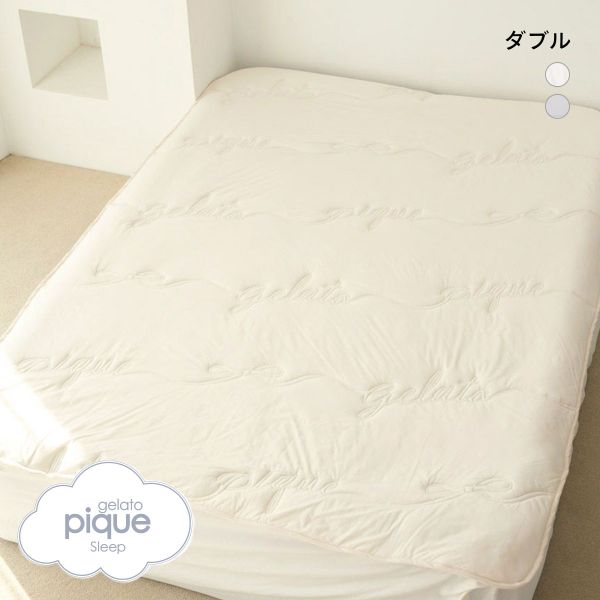 ジェラートピケ スリープ リボンロゴ敷きパッド (ダブル) ジェラピケ gelato pique Sleep