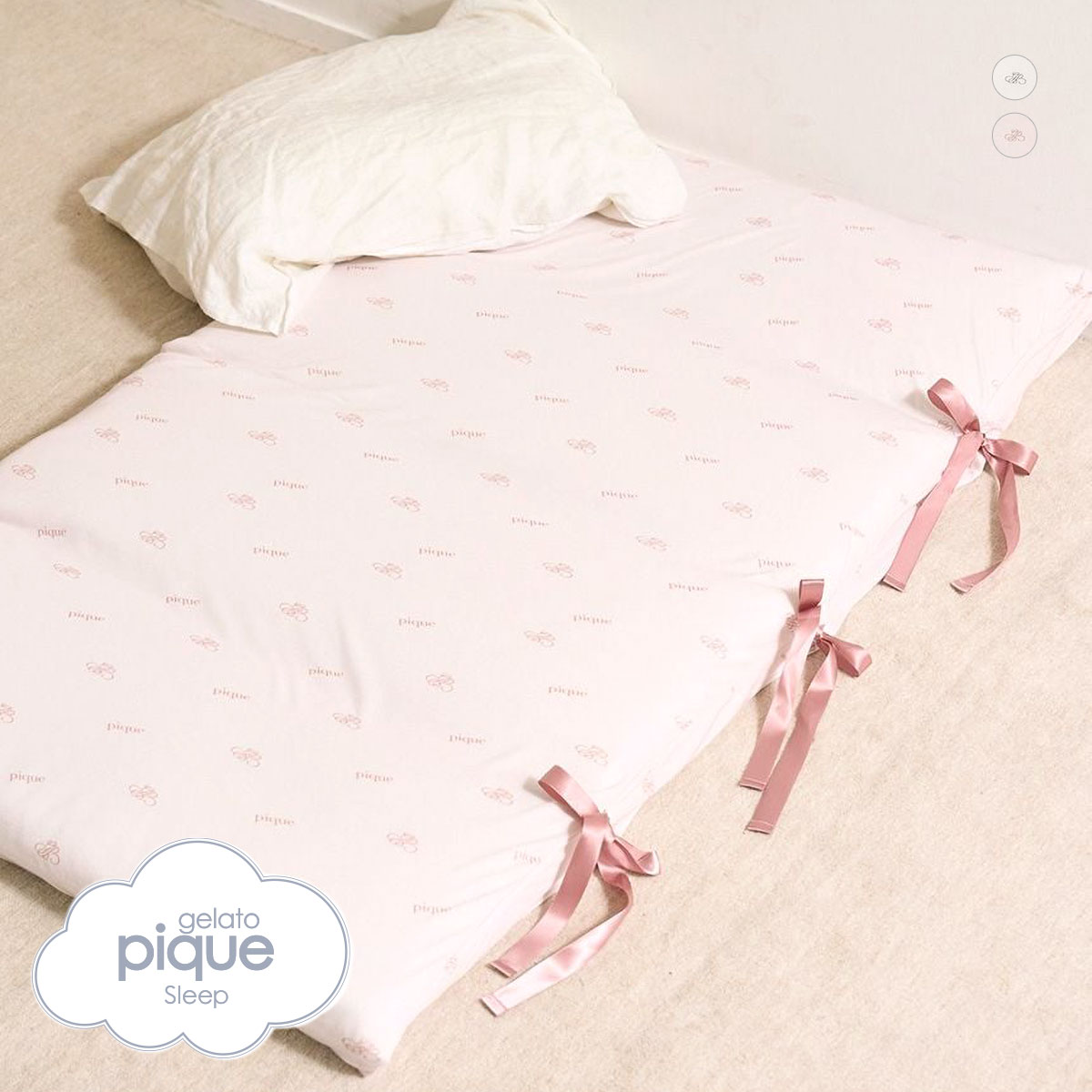 ジェラートピケ スリープ ONLINE限定 モノグラム柄 ごろ寝クッション ジェラピケ gelato pique Sleep(PI-ピンク-Free)