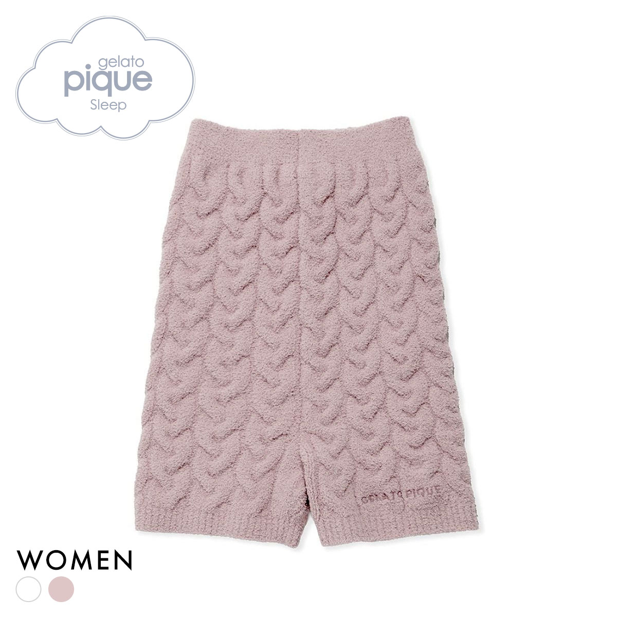 ジェラートピケ スリープ レディース ケーブルニット ウエストウォーマーパンツ ジェラピケ パジャマ ルームウェア gelato pique Sleep(PI-ピンク-Free)