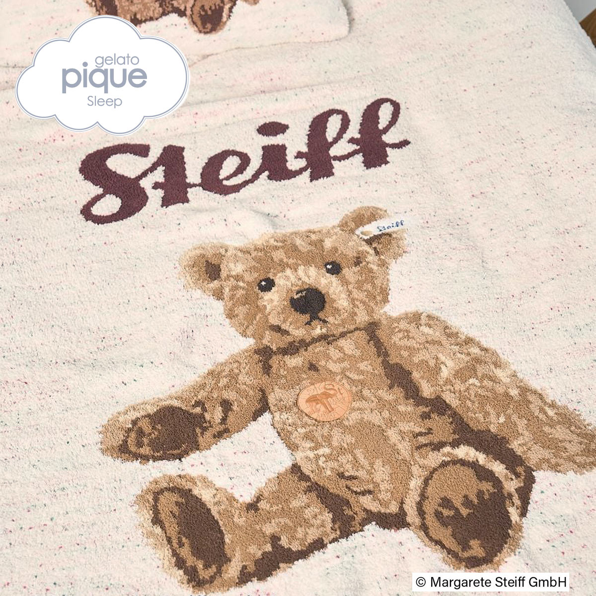 ジェラートピケ スリープ Steiff ジャガードマルチカバー ジェラピケ gelato pique Sleep シュタイフ(CR-クリーム-Free)