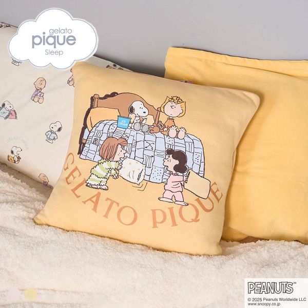 ジェラートピケ スリープ PEANUTS オリジナルアート 裏毛クッションカバー ジェラピケ gelato pique SLEEP スヌーピー