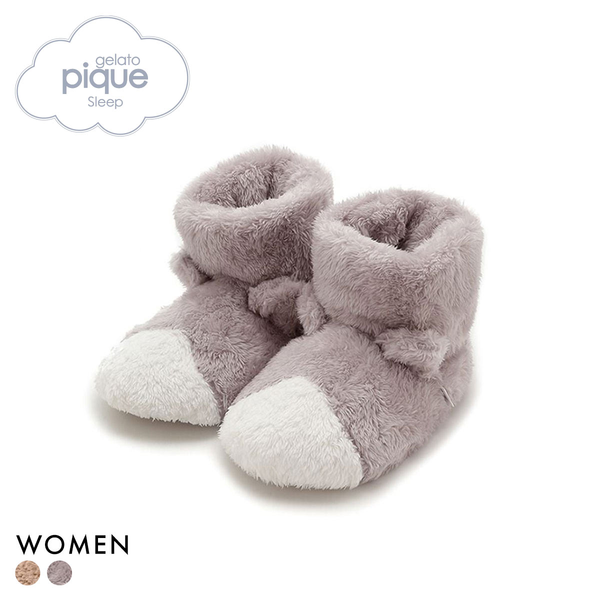 ジェラートピケ スリープ レディース DOG/CAT ルームブーツ ジェラピケ gelato pique Sleep(LGY-薄グレー-Free)