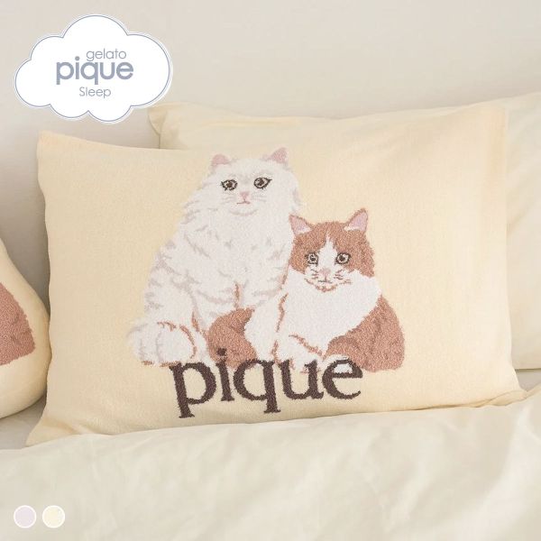 ジェラートピケ スリープ エアリーモコキャットジャガードピローケース ジェラピケ gelato pique Sleep 猫の日