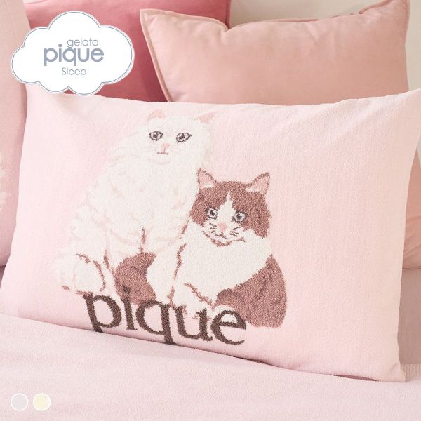 ジェラートピケ スリープ エアリーモコキャットジャガードピローケース ジェラピケ gelato pique Sleep 猫の日