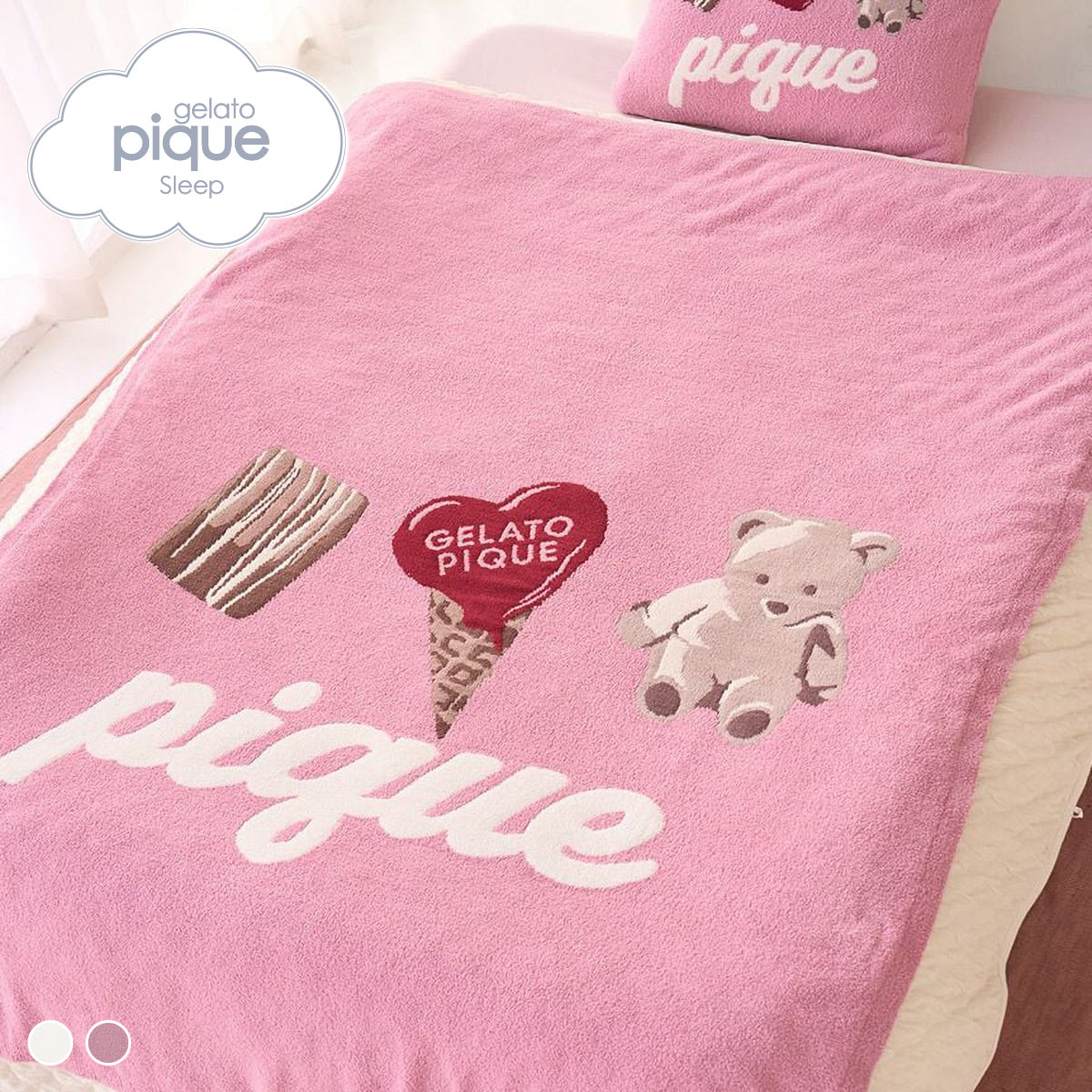 ジェラートピケ スリープ Valentine ジャガードマルチカバー ジェラピケ gelato pique SLEEP バレンタイン(PI-ピンク-Free)