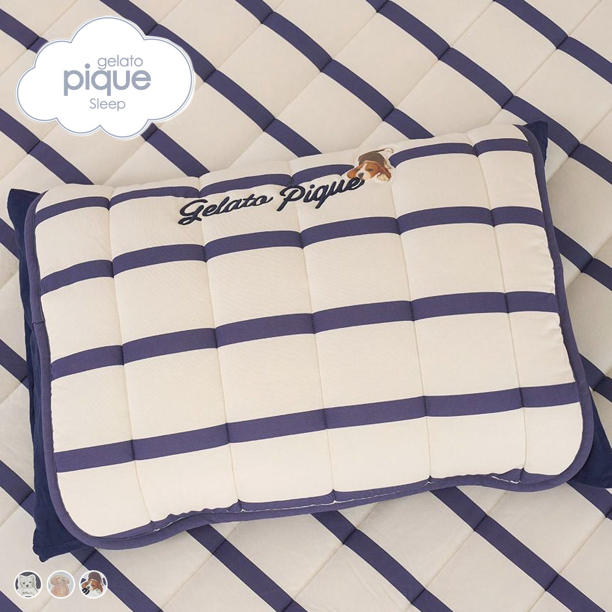 ジェラートピケ スリープ UNISEX プレイフルDOGピローパッド ジェラピケ gelato pique Sleep(OW-オフホワイト-Free)