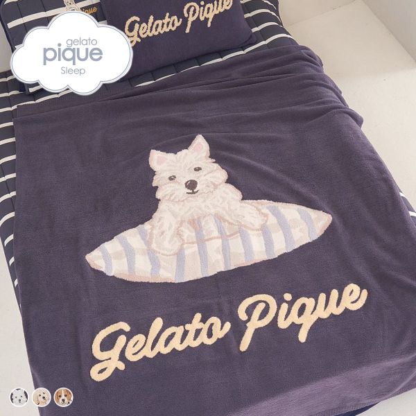 ジェラートピケ スリープ UNISEX エアリーモコプレイフルDOGジャガードマルチカバー ジェラピケ gelato pique Sleep