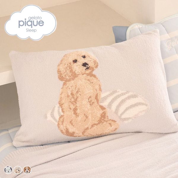 ジェラートピケ スリープ UNISEX エアリーモコプレイフルDOGジャガードピローケース ジェラピケ gelato pique Sleep
