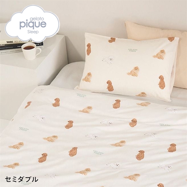 ジェラートピケ スリープ DOG柄プリント寝具2点セット(セミダブル) ジェラピケ gelato pique Sleep