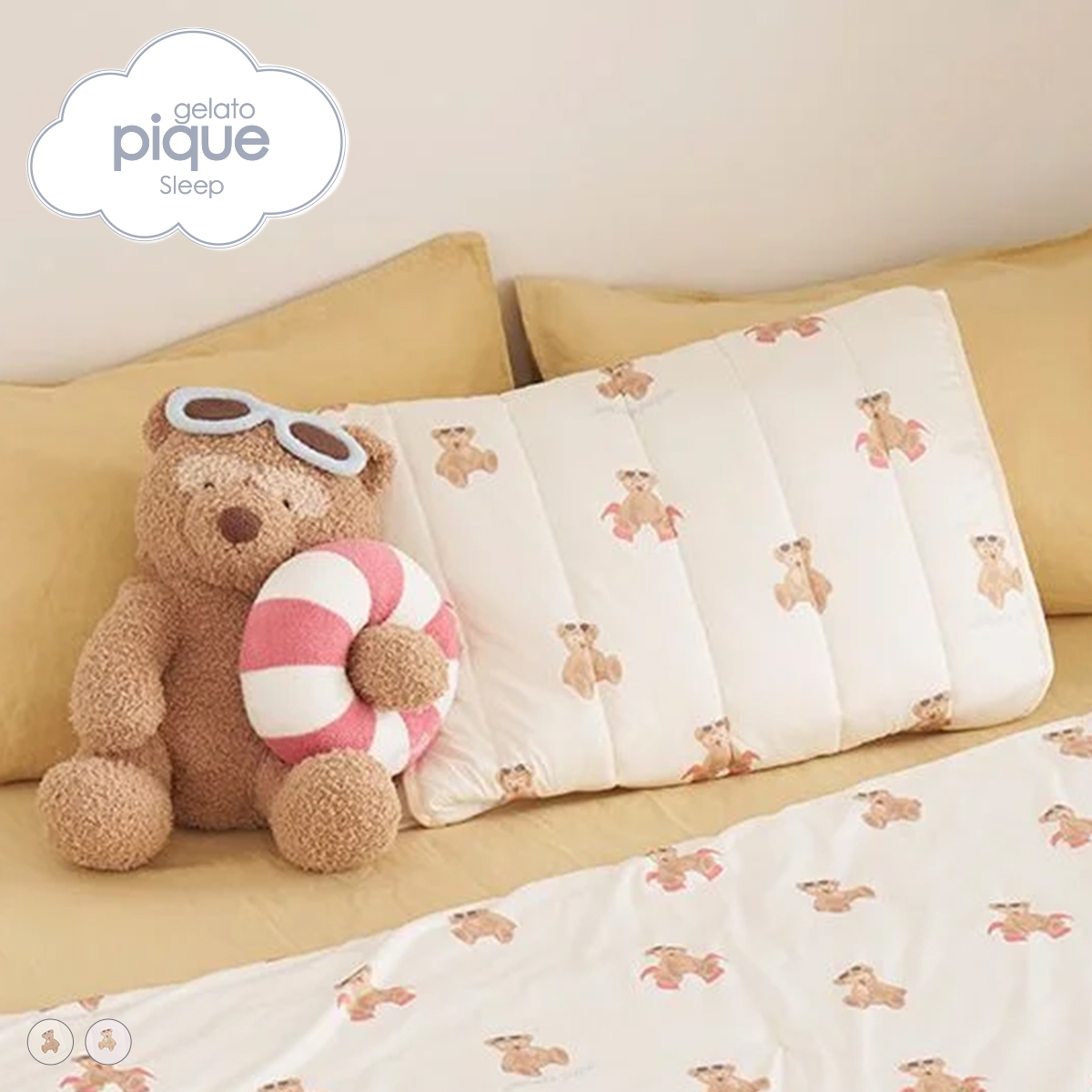 ジェラートピケ スリープ 接触冷感 サマーベア柄ピローパッド ジェラピケ gelato pique Sleep