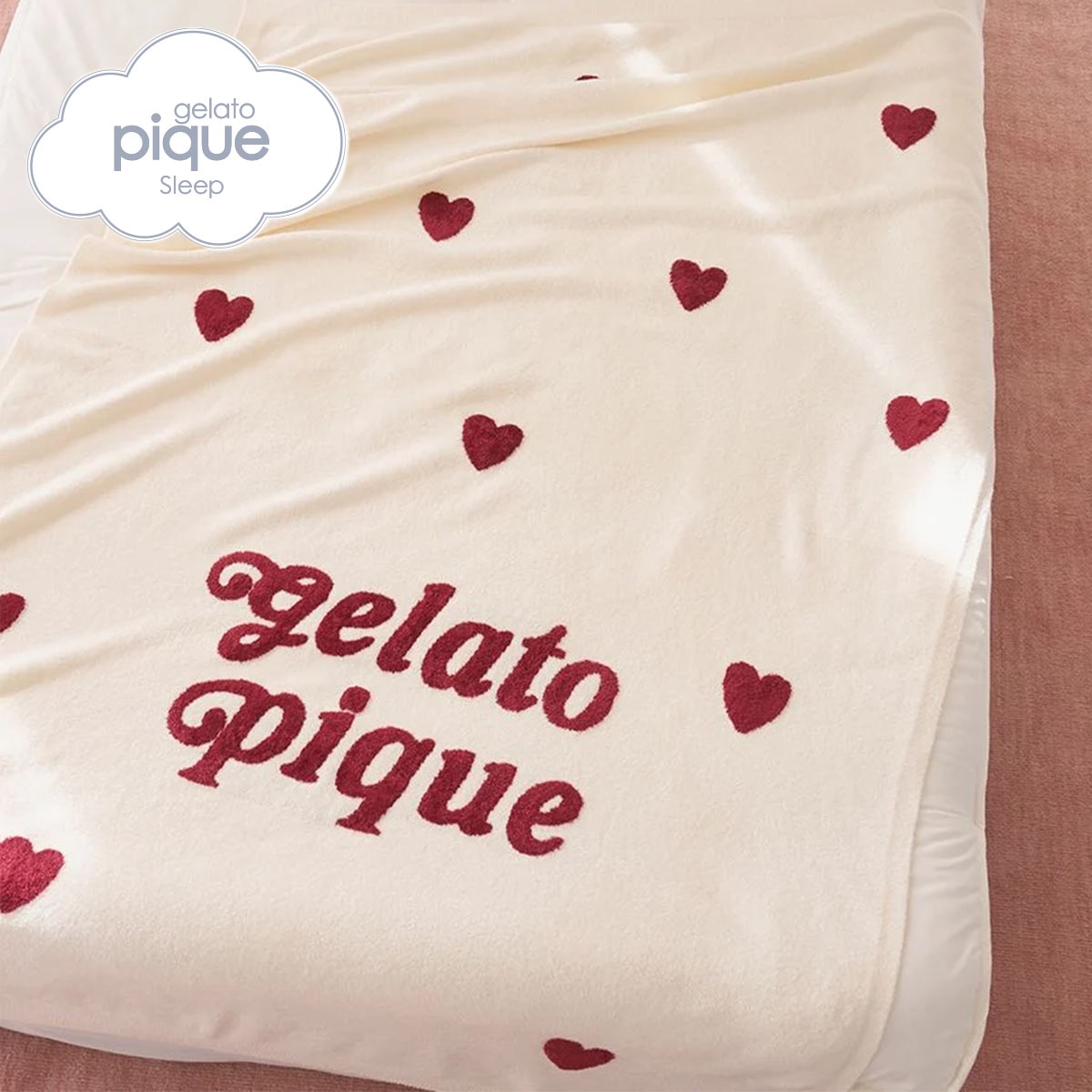 ジェラートピケ スリープ ハートロゴジャガード マルチカバー ジェラピケ gelato pique Sleep(OW-オフホワイト-Free)