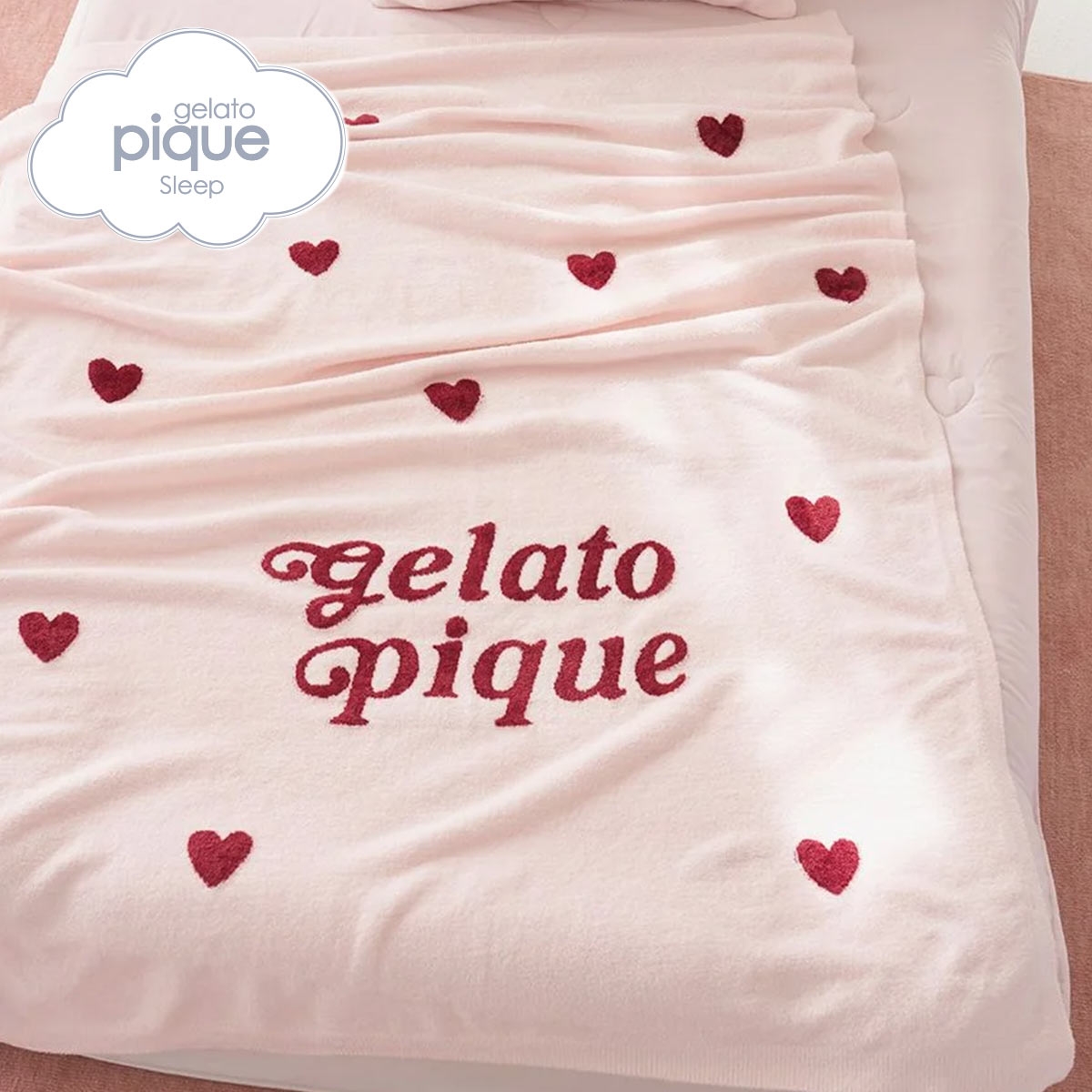 ジェラートピケ スリープ ハートロゴジャガード マルチカバー ジェラピケ gelato pique Sleep(PI-ピンク-Free)