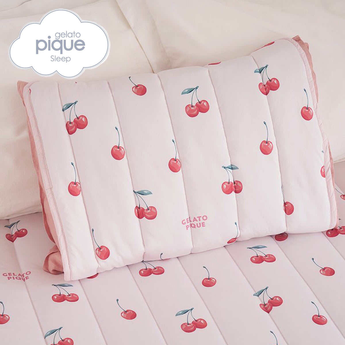 ジェラートピケ スリープ 接触冷感 フルーツ柄ピローパッド ジェラピケ gelato pique Sleep(PI-ピンク-Free)