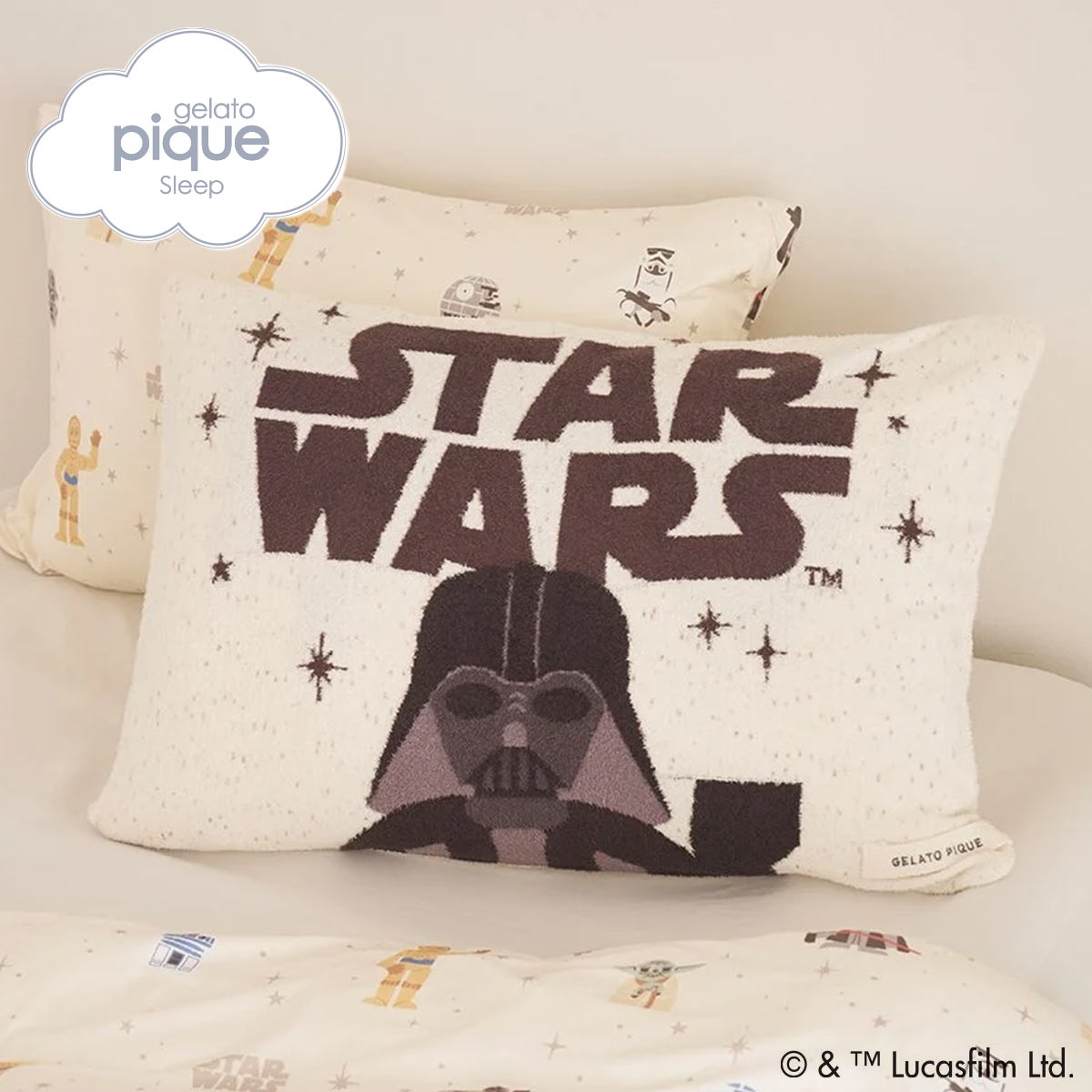 ジェラートピケ STAR WARS スリープ ジャガードピローケース ジェラピケ スターウォーズ gelato pique Sleep(CR-クリーム-Free)