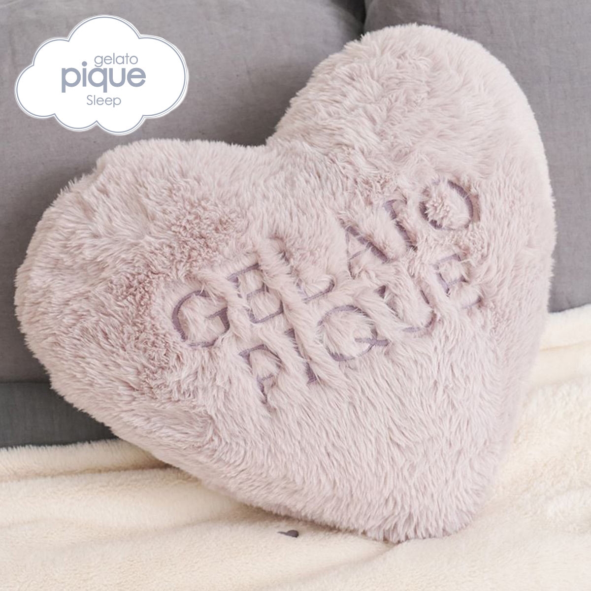 ジェラートピケ スリープ ハートファークッション ジェラピケ gelato pique Sleep(GY-グレー-Free)