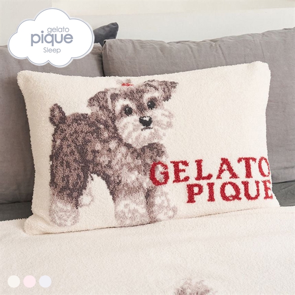 ジェラートピケ スリープ リボンDOGモチーフジャガードピローケース ジェラピケ gelato pique Sleep