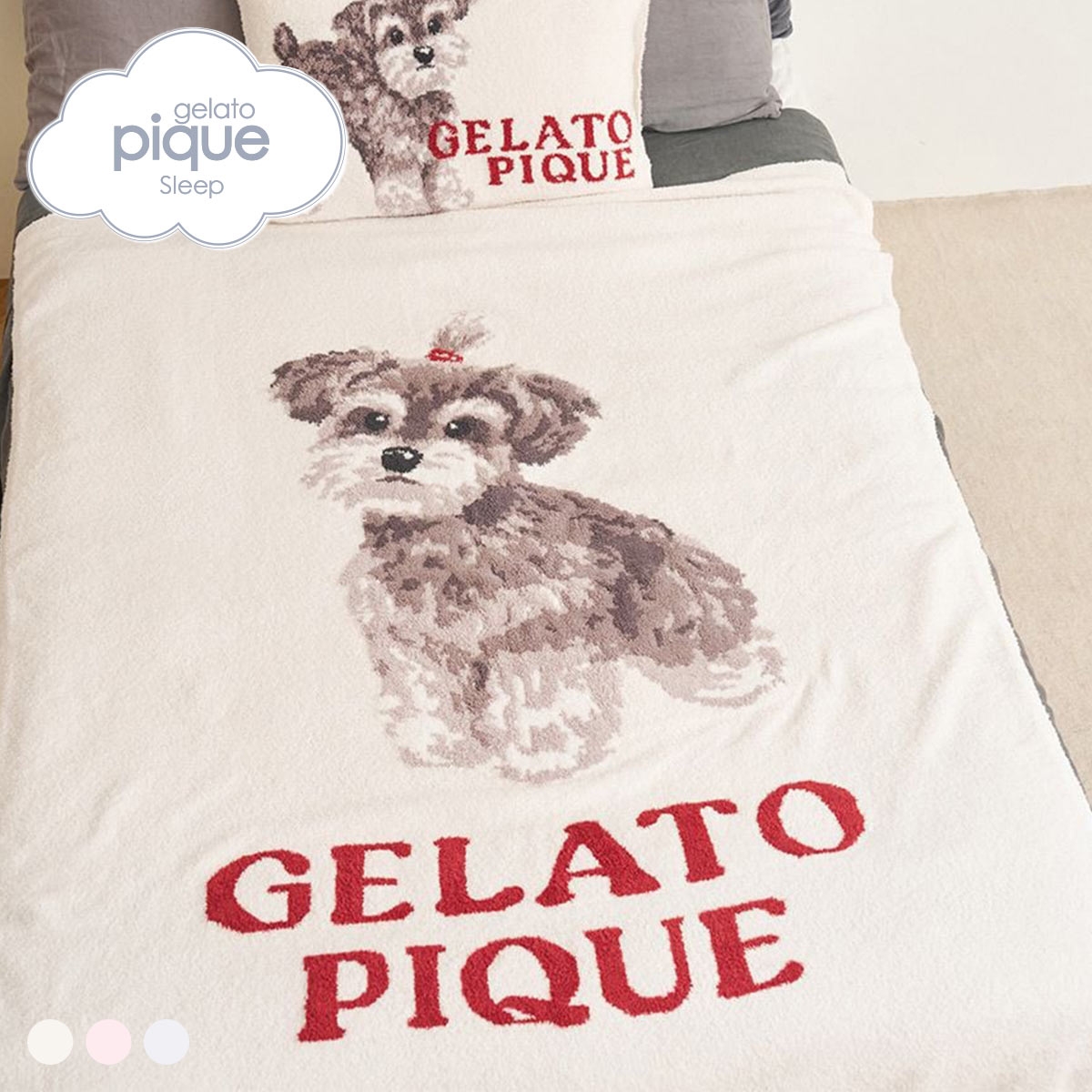 ジェラートピケ スリープ リボンDOGモチーフジャガードマルチカバー ジェラピケ gelato pique Sleep