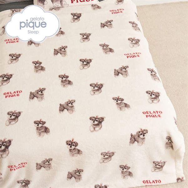 ジェラートピケ スリープ リボンDOG柄プリント毛布 ジェラピケ gelato pique Sleep