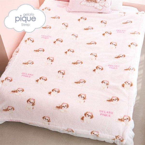 ジェラートピケ スリープ リボンDOG柄プリント毛布 ジェラピケ gelato pique Sleep