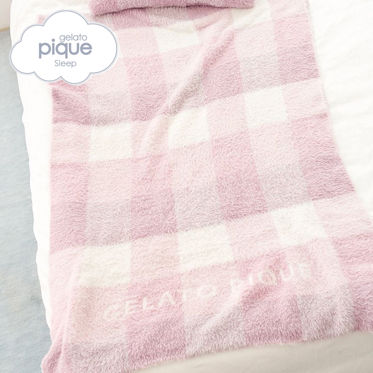 ジェラートピケ スリープ フェザーチェックハーフケット ジェラピケ gelato pique Sleep(PI-ピンク-Free)