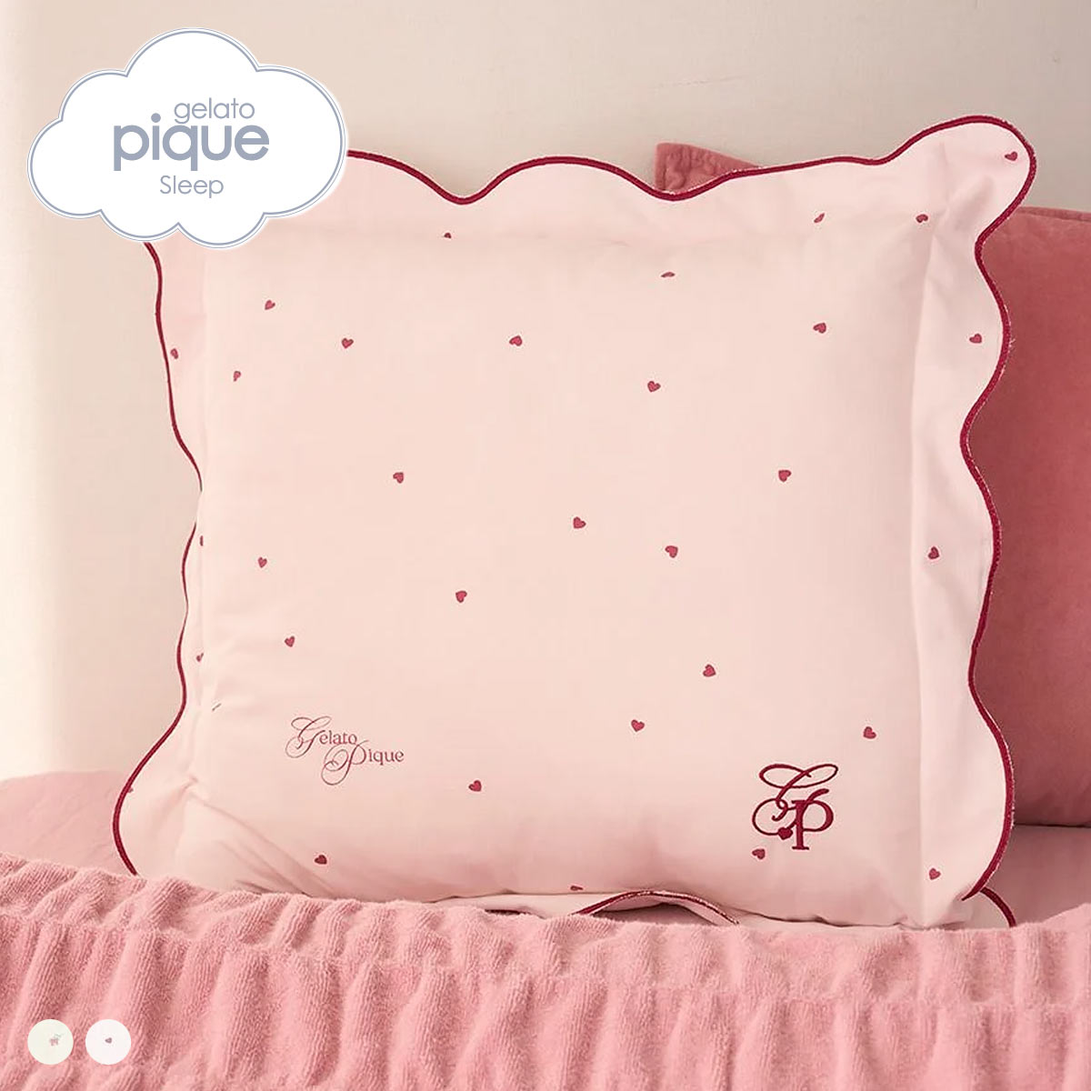 ジェラートピケ スリープ バリエーションプリントクッションカバー ジェラピケ gelato pique Sleep(PI-ピンク-Free)