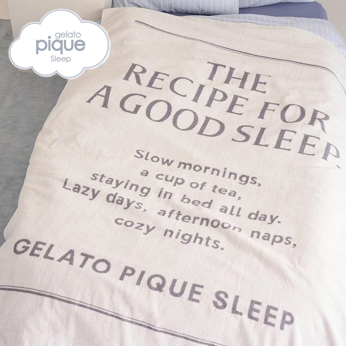 ジェラートピケ スリープ ロゴデザイン今治タオルケット ジェラピケ gelato pique Sleep(OW-オフホワイト-Free)