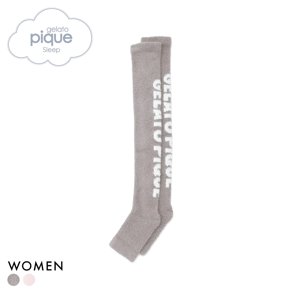 ジェラートピケ スリープ レディース トラベルグッズ ロゴジャガード着圧ソックス ジェラピケ gelato pique Sleep(GY-グレー-Free)