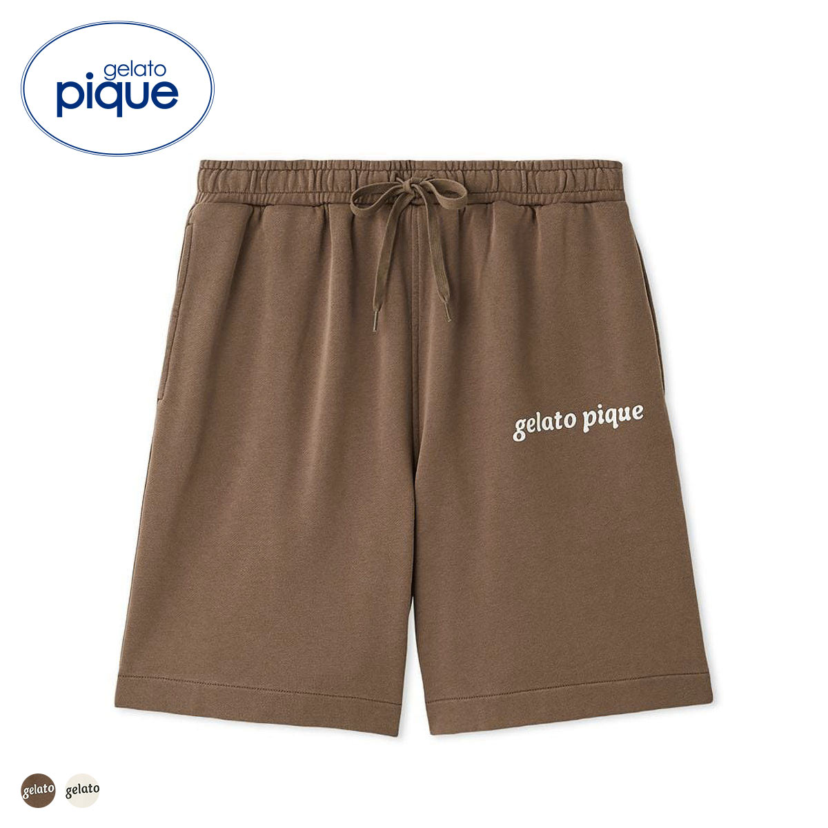 ジェラートピケ ユニセックス 裏毛ハーフパンツ ジェラピケ ルームウェア gelato pique UNISEX(BR-ブラウン-S-M)
