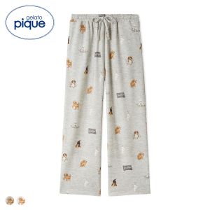 ジェラートピケ UNISEX プレイフルDOG柄ロングパンツ ジェラピケ パジャマ ルームウェア gelato pique ユニセックス