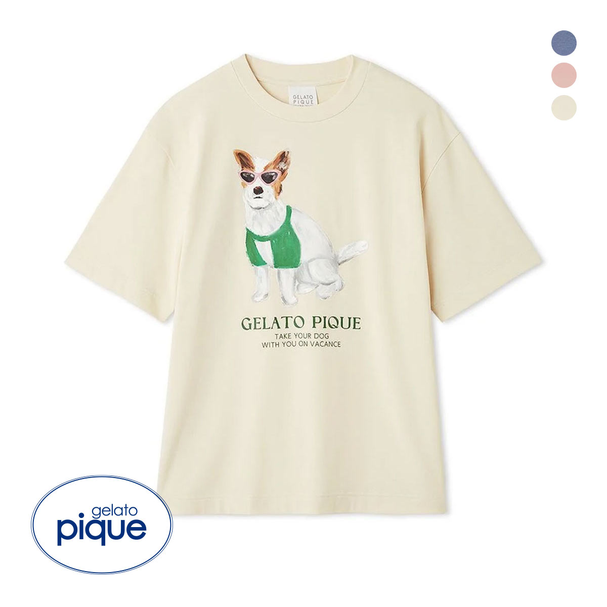 ジェラートピケ ユニセックス ワンポイントTシャツ ジェラピケ ルームウェア gelato pique UNISEX(IV-アイボリー-S-M)