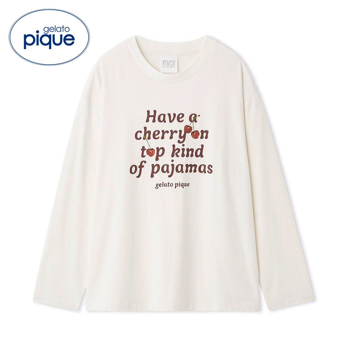 ジェラートピケ ユニセックス チェリー柄シャツ ジェラピケ ルームウェア gelato pique UNISEX(OW-オフホワイト-S-M)
