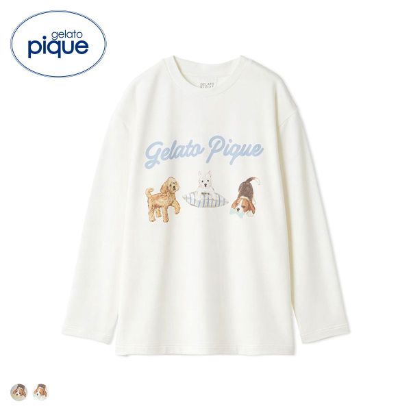 ジェラートピケ UNISEX プレイフルDOGワンポイントロンT ジェラピケ パジャマ ルームウェア gelato pique ユニセックス