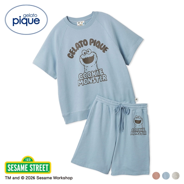 ジェラートピケ ユニセックス SESAME STREET UNISEX 裏毛プルオーバー＆ハーフパンツセット ジェラピケ ルームウェア gelato pique 上下セット