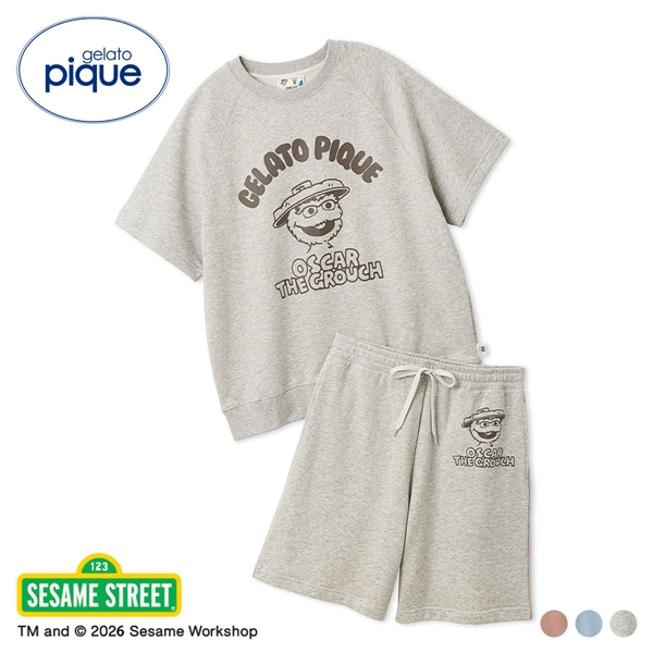 ジェラートピケ ユニセックス SESAME STREET UNISEX 裏毛プルオーバー＆ハーフパンツセット ジェラピケ ルームウェア gelato pique 上下セット