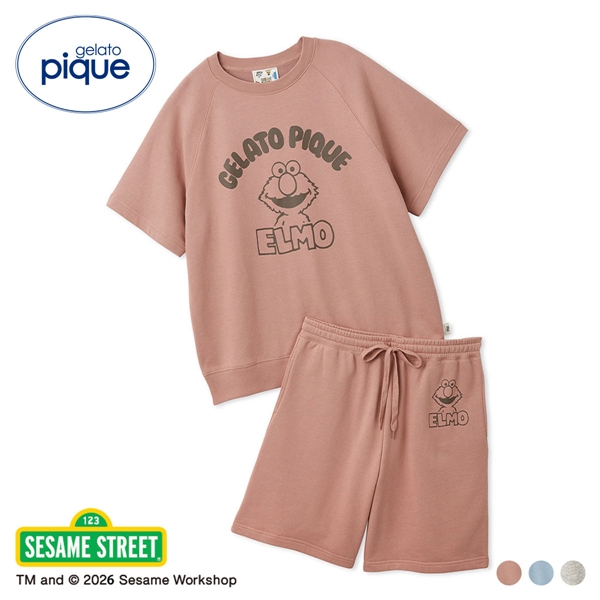 ジェラートピケ ユニセックス SESAME STREET UNISEX 裏毛プルオーバー＆ハーフパンツセット ジェラピケ ルームウェア gelato pique 上下セット