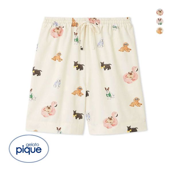 ジェラートピケ ユニセックス SUMMER DOG総柄ハーフパンツ ジェラピケ ルームウェア gelato pique UNISEX