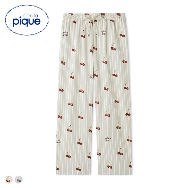ジェラートピケ ユニセックス チェリー柄ロングパンツ ジェラピケ ルームウェア gelato pique UNISEX
