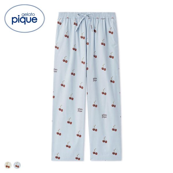 ジェラートピケ ユニセックス チェリー柄ロングパンツ ジェラピケ ルームウェア gelato pique UNISEX