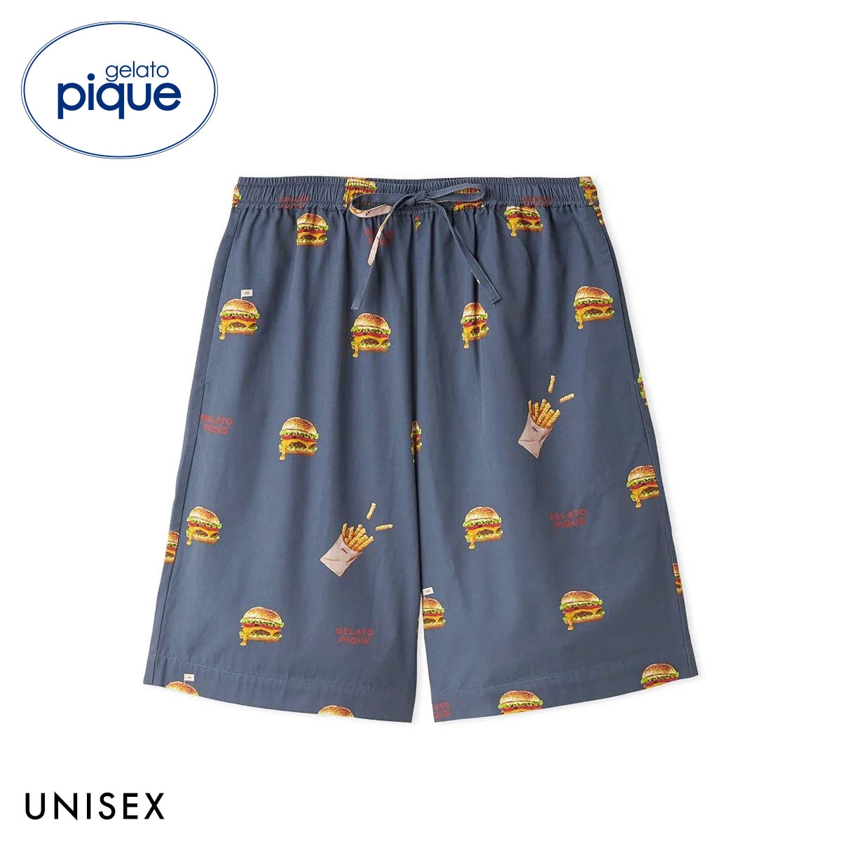 ジェラートピケ ユニセックス 接触冷感 HIGH CALORIE柄ハーフパンツ ジェラピケ パジャマ ルームウェア UNISEX gelato pique(NV-ネイビー-S-M)