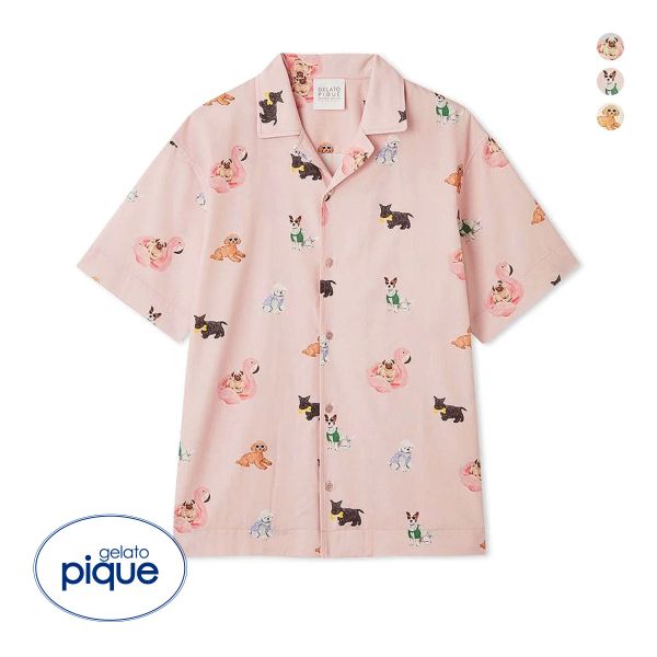 ジェラートピケ ユニセックス SUMMER DOG総柄シャツ ジェラピケ ルームウェア gelato pique UNISEX