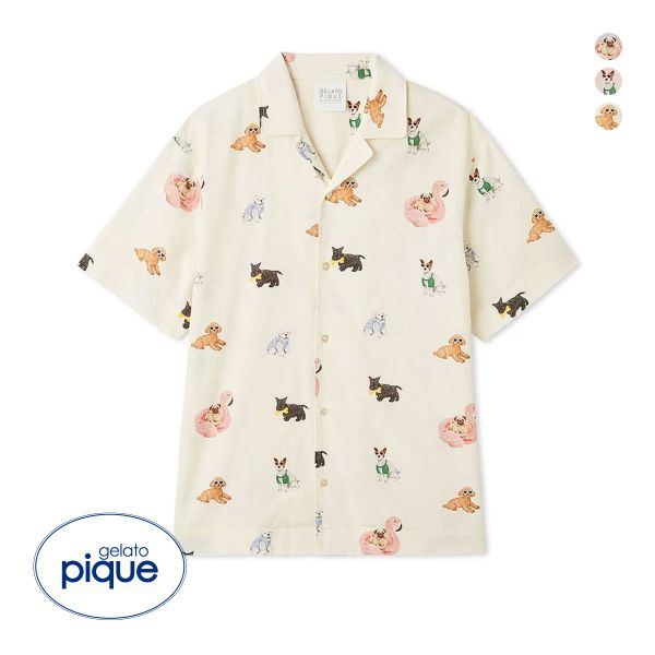 ジェラートピケ ユニセックス SUMMER DOG総柄シャツ ジェラピケ ルームウェア gelato pique UNISEX