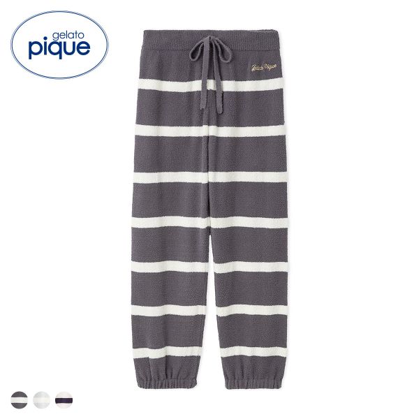 ジェラートピケ UNISEX エアリーモコボーダーロングパンツ ジェラピケ パジャマ ルームウェア gelato pique ユニセックス