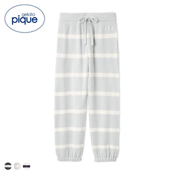 ジェラートピケ UNISEX エアリーモコボーダーロングパンツ ジェラピケ パジャマ ルームウェア gelato pique ユニセックス