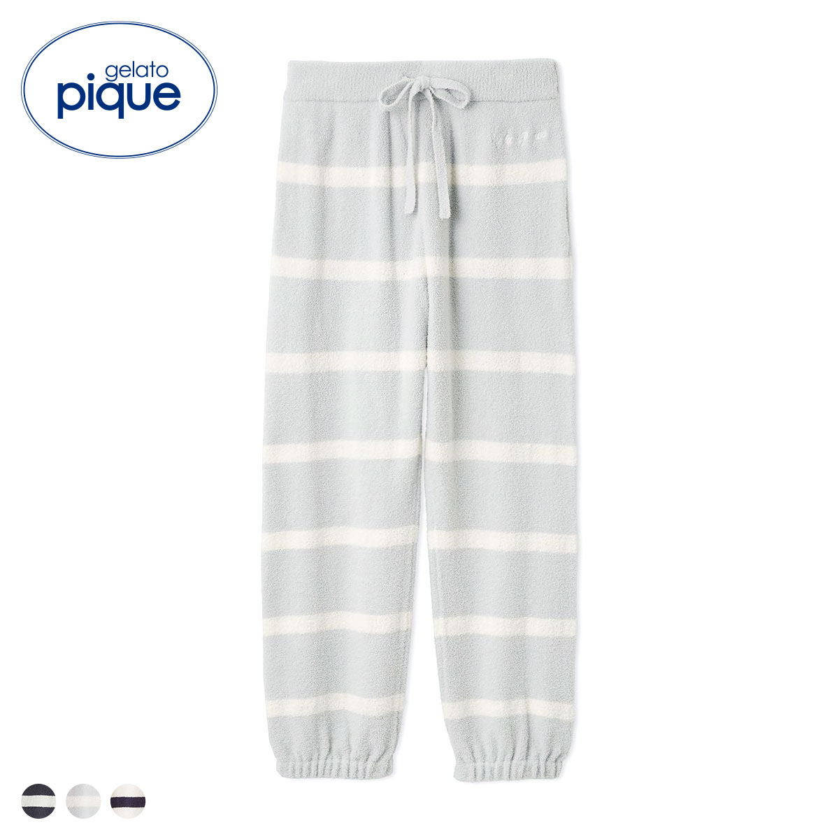 ジェラートピケ UNISEX エアリーモコボーダーロングパンツ ジェラピケ パジャマ ルームウェア gelato pique ユニセックス(BU-ブルー-S-M)